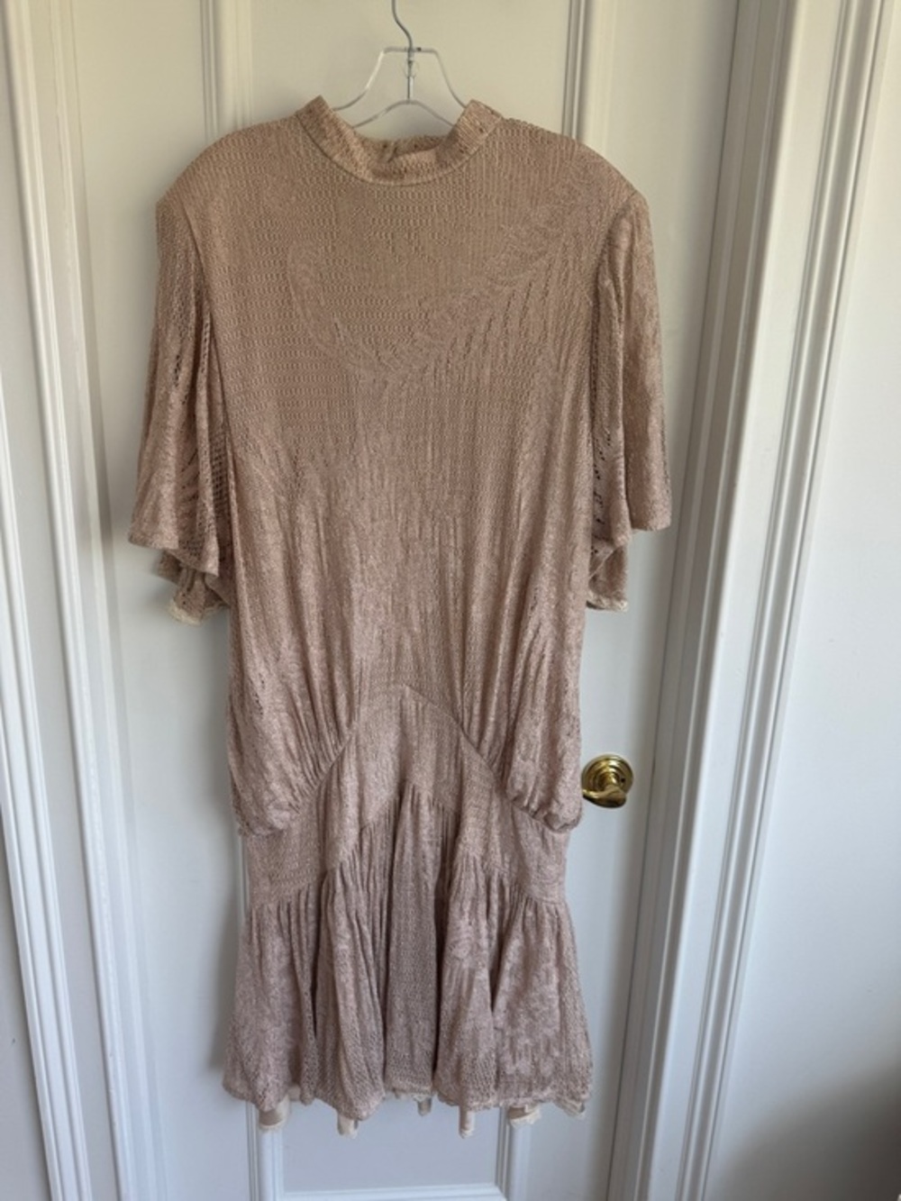 Vintage Damianou Women Gold Cocktail Dress large dead stock.